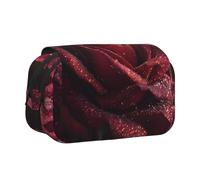 WXWJSHMGC Dewdrops on Red Rose Print - Astuccio portapenne portatile a doppio strato, per bambini, ragazze, ragazzi e adulti