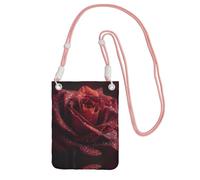 WXWJSHMGC Dewdrops on Red Rose Print Mini borsa a tracolla per telefono cellulare e smartphone, rosa, One Size