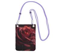 WXWJSHMGC Dewdrops on Red Rose Print Mini borsa a tracolla per telefono cellulare e smartphone, Viola, One Size
