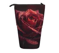 WXWJSHMGC Dewdrops on Red Rose Print Pencil Astuccio telescopico Versatile Storage Bag Ufficio e Adulto Storage Box Regali
