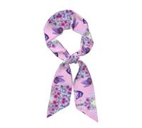 WXWJSHMGC Farfalle E Fiori Stampa Lunga Striscia Forma Sciarpa Per Le Donne Cravatta Seta Come Sciarpa Collo Sciarpa Leggero Capelli Sciarpa Regali Signore Vacanze