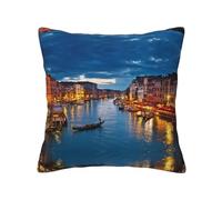 WXWJSHMGC Federa decorativa per cuscino con stampa di Venezia Night, quadrata, per divano, letto, soggiorno, divano, quattro stagioni, universale (2 pezzi)