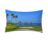 WXWJSHMGC Federa per cuscino in tessuto di lino con stampa campo da golf in riva al mare, per divano, letto, divano, auto, 30 x 50 cm