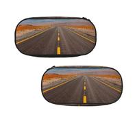 WXWJSHMGC Freeway Highway Road in The Desert - Astuccio grande con 3 scomparti, portapenne, portamonete, per ragazzi e ragazze, cancelleria per la scuola