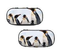 WXWJSHMGC Grazioso astuccio con stampa di pinguino animale, grande astuccio con 3 scomparti, portapenne, portamonete, per ragazzi e ragazze, cancelleria per la scuola