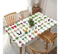 WXWJSHMGC Introduzione di varie verdure, tovaglia rettangolare con bordo elastico, impermeabile, per sala da pranzo, patio, feste (152 x 76 cm)