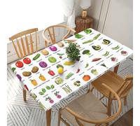 WXWJSHMGC Introduzione di varie verdure, tovaglia rettangolare con bordo elastico, impermeabile, per sala da pranzo, patio, feste (152 x 76 cm)