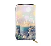WXWJSHMGC Merry Christmas Candle Print Fashion Portafoglio lungo shopping pochette in pelle PU borse per donne, portafogli da uomo