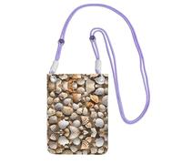 WXWJSHMGC Mini borsa a tracolla per telefono con stampa a tema Seashell Sandy Beach, da donna, per cellulari e smartphone, Viola, Taglia unica