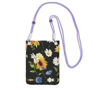 WXWJSHMGC Mini borsa a tracolla per telefono con stampa di girasoli e camomilla, da donna, per cellulari e smartphone, Viola, Taglia unica