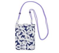 WXWJSHMGC Mini borsa a tracolla per telefono con stampa di ibisco tropicale, da donna, per cellulari e smartphone, Viola, Taglia unica