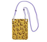 WXWJSHMGC Mini borsa a tracolla per telefono con stampa di molte lettere, da donna, per cellulari e smartphone, Viola, One Size