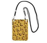 WXWJSHMGC Mini borsa a tracolla per telefono con stampa di molte lettere, da donna, per cellulari e smartphone, Nero , One Size