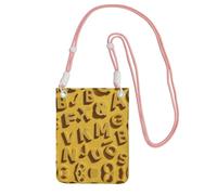 WXWJSHMGC Mini borsa a tracolla per telefono con stampa di molte lettere, da donna, per cellulari e smartphone, rosa, One Size