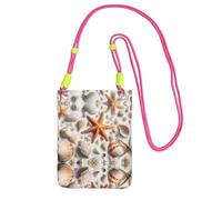WXWJSHMGC Mini borsa a tracolla per telefono con stampa di Seashell Sandy Beach, da donna, per cellulari e smartphone, Fucsia, Taglia unica