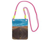 WXWJSHMGC Mini borsa a tracolla per telefono con stampa Freeway Highway Road in The Desert - Borsa da donna per cellulari e smartphone, Fucsia, Taglia unica