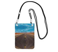 WXWJSHMGC Mini borsa a tracolla per telefono con stampa Freeway Highway Road in The Desert - Borsa da donna per cellulari e smartphone, Nero , Taglia unica
