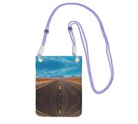 WXWJSHMGC Mini borsa a tracolla per telefono con stampa Freeway Highway Road in The Desert - Borsa da donna per cellulari e smartphone, Viola, Taglia unica