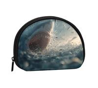 WXWJSHMGC Mini portafoglio portamonete con stampa di squali aprono le loro grandi bocche, per donne e ragazze, piccolo portamonete con conchiglia, taglia unica, casual