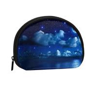 WXWJSHMGC Moonlit Night Print Mini portafoglio portamonete per donne ragazze personalità piccolo portamonete Shell Storage Bag Clutch Portafogli, taglia unica, casual, Nero , Taglia unica