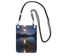 WXWJSHMGC Moonlit River Print Mini Crossbody Phone Bag - Borsa da donna per cellulari e smartphone, Nero , Taglia unica