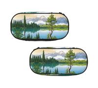WXWJSHMGC Mountain Lake View Sunny Day Nature Print Pencil Bag Grande sacchetto con 3 scomparti portapenne porta carte porta monete per ragazzi ragazze cancelleria scuola
