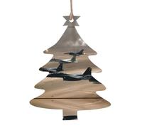 WXWJSHMGC Pallina di Natale con stampa di aereo da guerra, decorazioni per albero di Natale, in legno, da appendere, regalo di Natale (2 pezzi)