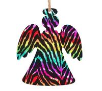 WXWJSHMGC Palline colorate arcobaleno zebrate decorazioni per albero di Natale in legno da appendere (2 pezzi)