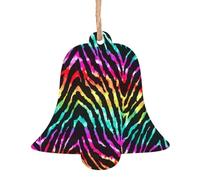 WXWJSHMGC Palline colorate arcobaleno zebrate decorazioni per albero di Natale in legno da appendere (2 pezzi)