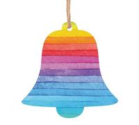 WXWJSHMGC Palline di Natale colorate arcobaleno con stampa a righe decorazioni per albero di Natale in legno da appendere (2 pezzi)