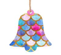 WXWJSHMGC Palline di Natale colorate con stampa arcobaleno decorazioni per albero di Natale in legno da appendere (2 pezzi)