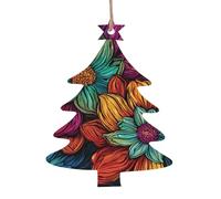 WXWJSHMGC Palline di Natale con stampa arcobaleno e farfalla, decorazioni per albero di Natale, in legno, da appendere (2 pezzi)