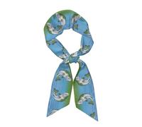 WXWJSHMGC Pesca che salta fuori dall'acqua stampa lunga sciarpa a forma di striscia per le donne cravatta seta come sciarpa collo sciarpa leggera per capelli regali vacanze signore