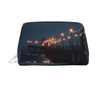 WXWJSHMGC Pier Lights Borsa per il trucco in pelle impermeabile portatile borsa per cosmetici pochette per pennelli da trucco (17 x 10,9 cm), Argento, taglia unica