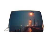 WXWJSHMGC Pier Lights Borsa per il trucco in pelle impermeabile portatile borsa per cosmetici pochette per pennelli da trucco (17 x 10,9 cm), Oro, taglia unica