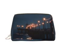 WXWJSHMGC Pier Lights Borsa per il trucco in pelle impermeabile portatile borsa per cosmetici pochette per pennelli da trucco (17 x 10,9 cm), Oro, taglia unica