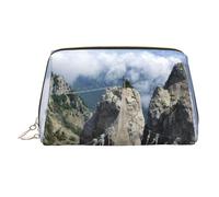 WXWJSHMGC Pochette per trucchi con stampa di un ponte sospeso in scogli, portatile, in pelle, impermeabile, pochette per pennelli da trucco (17 x 10,9 cm), Oro, Taglia unica