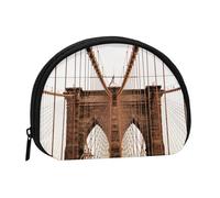 WXWJSHMGC Portafogli portamonete con stampa foto del ponte di Brooklyn, per donne e ragazze, piccolo portamonete a conchiglia, taglia unica, casual, Nero , Taglia unica