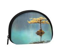 WXWJSHMGC Portamonete con stampa di un lago pacifico e un albero, mini portafoglio per donne e ragazze, piccolo portamonete di personalità, borsetta a conchiglia, taglia unica, casual