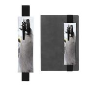 WXWJSHMGC Portapenne con grazioso pinguino con stampa animale, 2 pezzi, fascia elastica regolabile, in pelle PU, per diari, quaderni, regalo per il rientro a scuola, Nero , Taglia unica