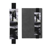 WXWJSHMGC Portapenne con stampa gocce di pioggia su roccia, fascia elastica regolabile, in pelle PU, per diari, quaderni, regalo per il rientro a scuola, Nero , Taglia unica