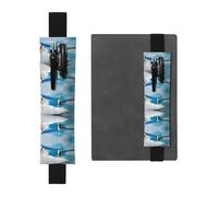 WXWJSHMGC Portapenne con stampa pinguino, con fascia elastica regolabile, in pelle PU, per diari, quaderni, regalo per il rientro a scuola, Nero , Taglia unica