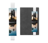 WXWJSHMGC Portapenne con stampa tropicale al tramonto, 2 pezzi, fascia elastica regolabile, in pelle PU, per diari, quaderni, regalo per il rientro a scuola, bianco, Taglia unica