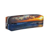 WXWJSHMGC Pretty Backgrounds - Astuccio in pelle con stampa tramonto naturale, semplice, con tasca metallica con cerniera, custodia per ragazze e ragazzi, studenti, università e scuole medie, Argento