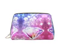 WXWJSHMGC Pretty Diamond Print Makeup Bag Borsa portatile in pelle impermeabile pochette per pennelli da trucco (17 x 10,9 cm), Oro, Taglia unica