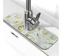 WXWJSHMGC Protezione antispruzzo per lavello da cucina con stampa rosa bianca, tappetino assorbente per asciugatura, tappetino per lavello, per rubinetti da cucina, controsoffitti