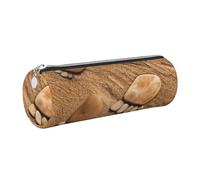WXWJSHMGC Sandy Beach - Astuccio in pelle con stampa di impronte di orme, con cerniera, per penne, trucchi, cosmetici, cancelleria per scuola, lavoro, ufficio, Argento, Taglia unica, Beauty Case