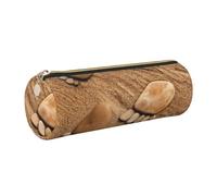 WXWJSHMGC Sandy Beach - Astuccio in pelle con stampa di impronte di orme, con cerniera, per penne, trucchi, cosmetici, cancelleria per scuola, lavoro, ufficio, Oro, Taglia unica, Beauty Case