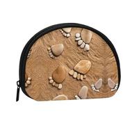 WXWJSHMGC Sandy Beach Footprint Portamonete Mini portafoglio per donne ragazze Personalità Piccolo portamonete Shell Storage Bag Clutch Portafogli, Taglia unica, Casual, Nero , Taglia unica