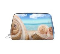WXWJSHMGC Seashells by The Seashore - Trousse per trucchi, portatile, in pelle, impermeabile, pochette per pennelli da trucco (17 x 10,9 cm), Argento, Taglia unica